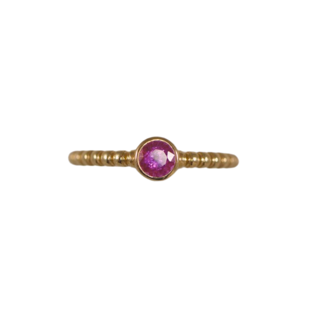 Everyday Naz Ring with Pink Sapphire - 14k Yellow Gold Statement Ring