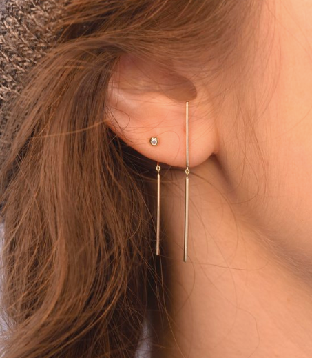 Diamond Chime Stud – 14k Gold Minimalist Single Earring