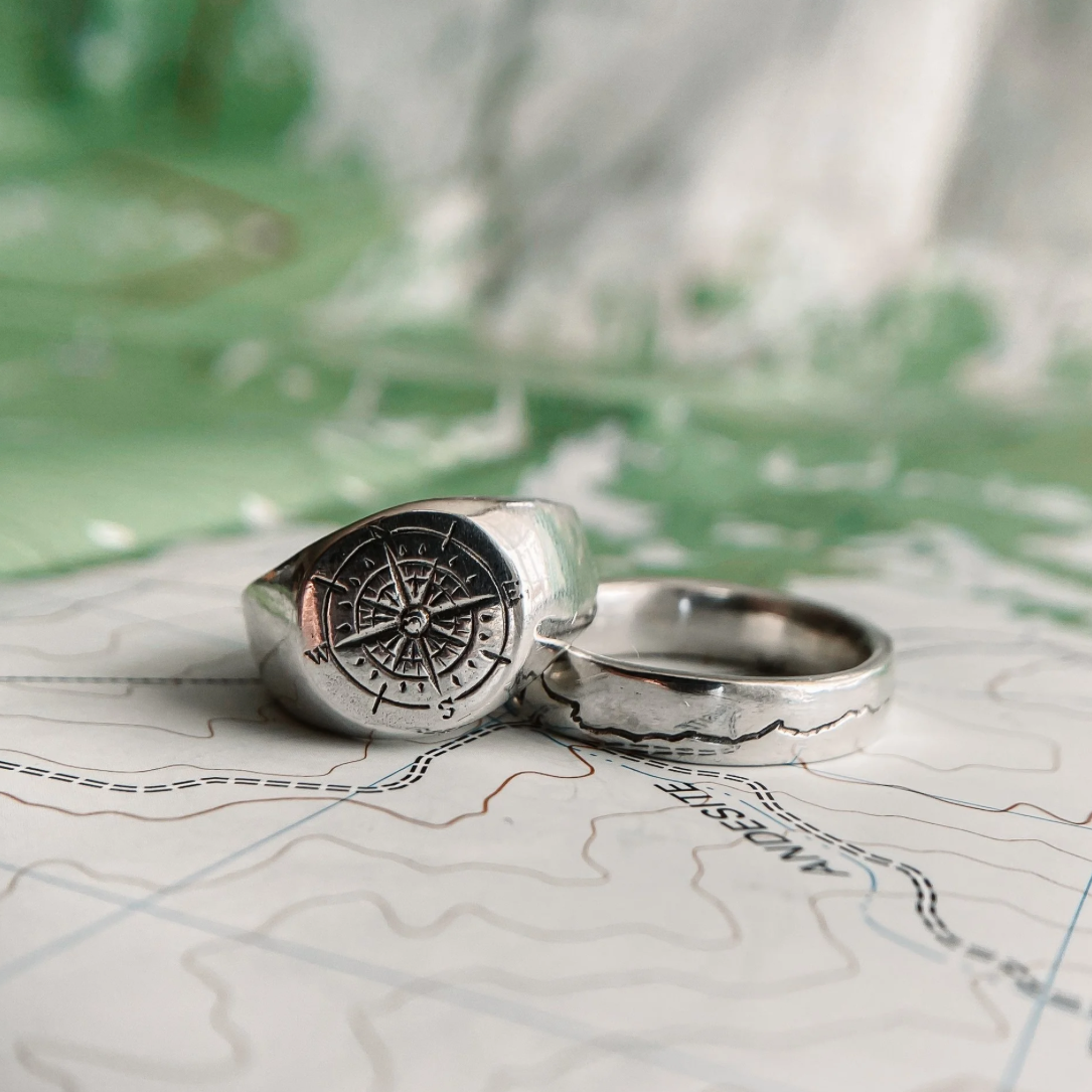 Compass RIng - Sterling Silver