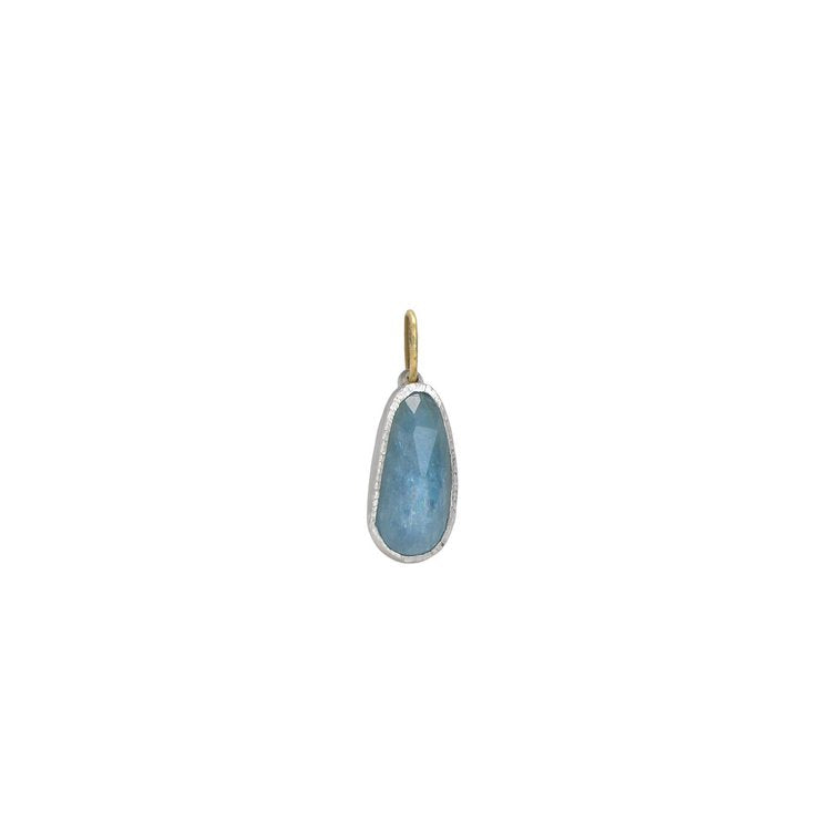 Aquamarine Shimmer Pendant – Sterling Silver & 18k Gold