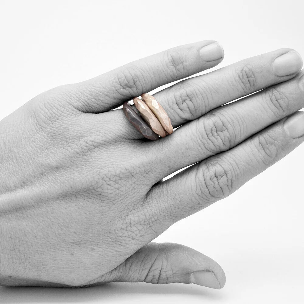 Bronze Carved Elevated Stacking Ring