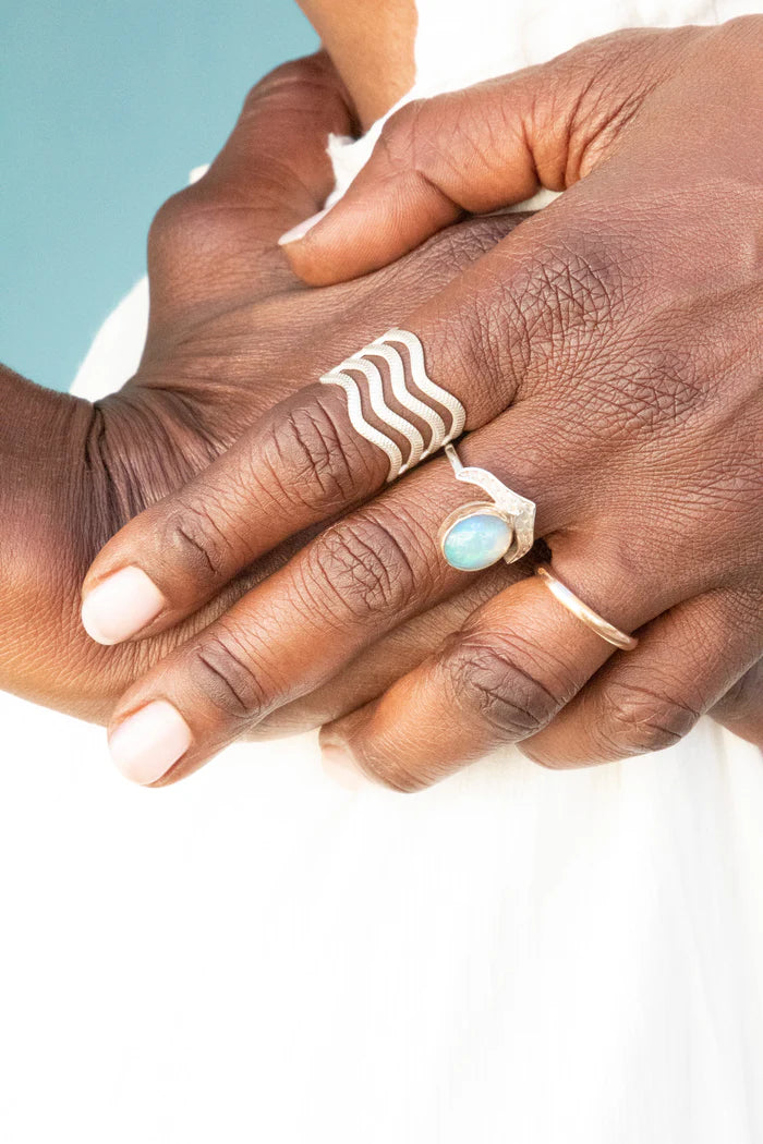 Ocean Waves Diamond Ring- Silver