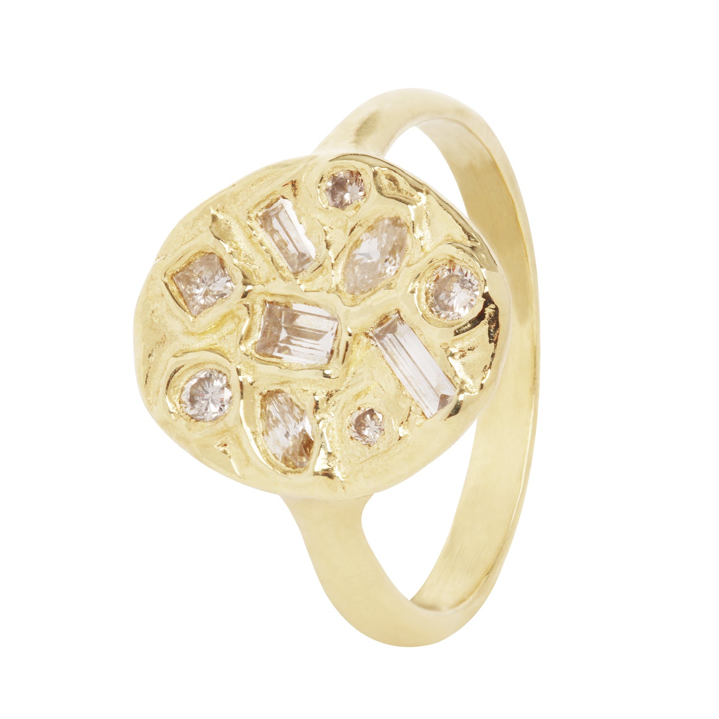 Symplegma Diamond Signet Ring – 18k Yellow Gold Cluster Ring
