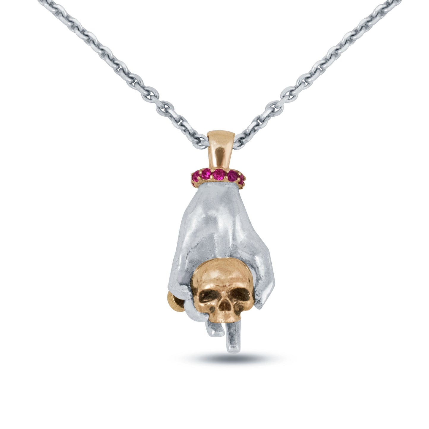 To Be Or Not To Be Necklace – Sterling Silver, 14k Gold, and Rubies