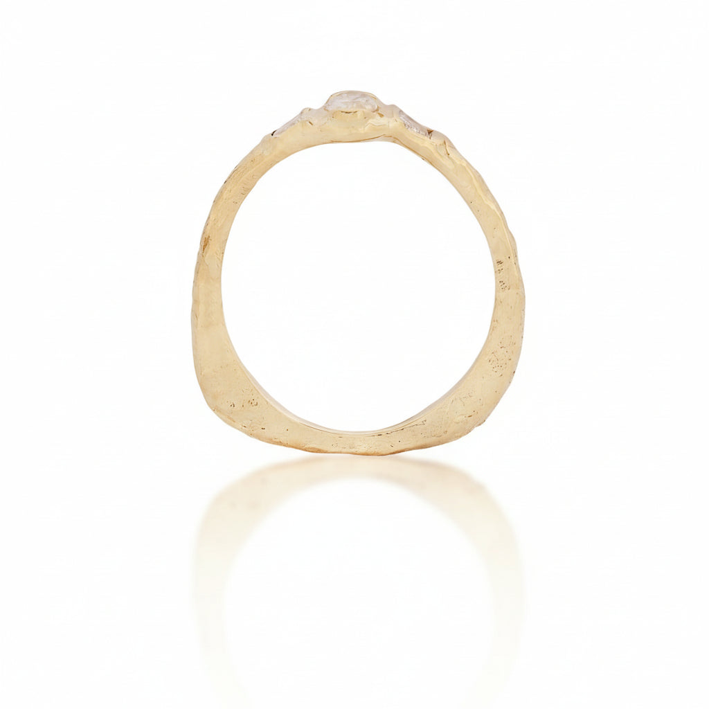 Tria Diamond Ring – 14k Yellow Gold Triple Diamond Ring