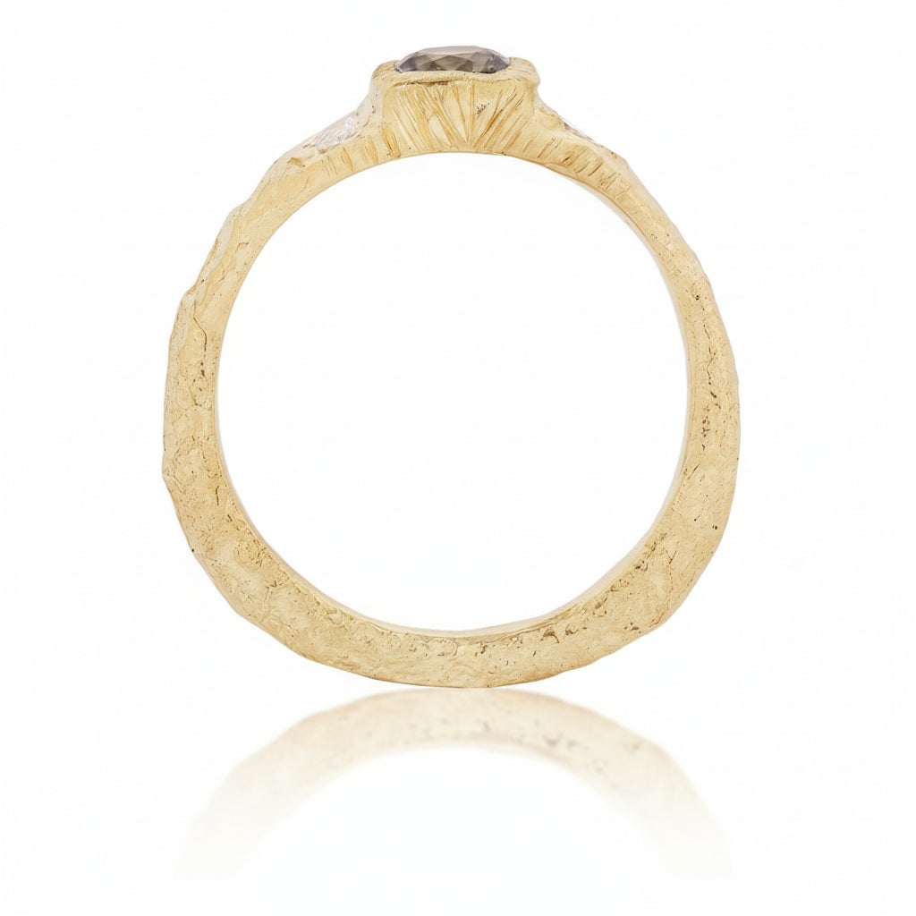 Tria Sapphire Ring – 14k Gold Montana Sapphire & Diamond