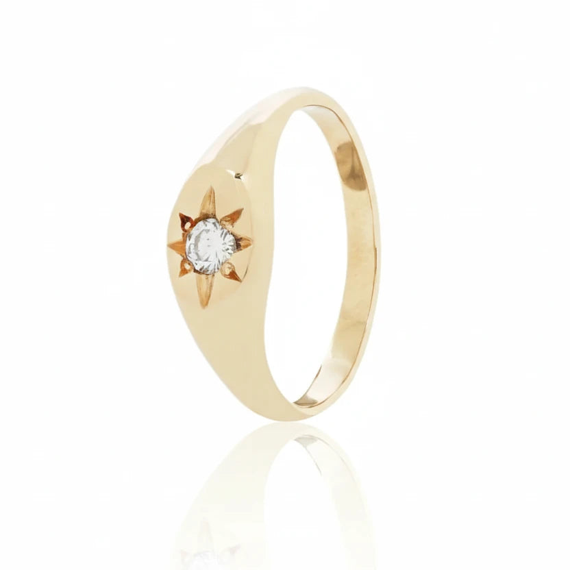 True North Star Diamond Ring - 14k Gold