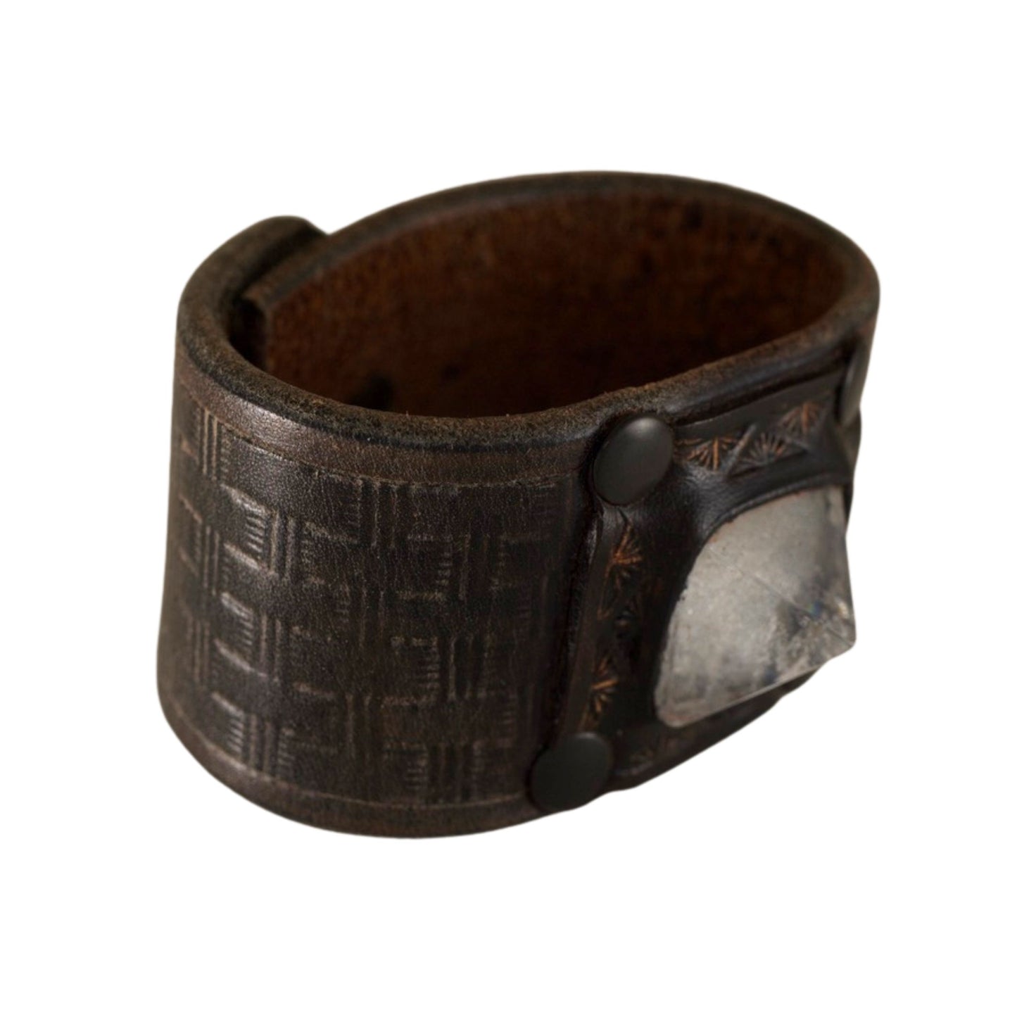 Pyramid Quartz Leather Cuff – Repurposed Leather
