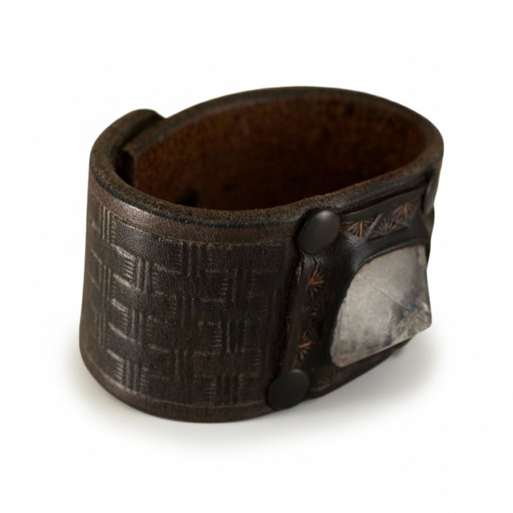 Pyramid Quartz Leather Cuff – Repurposed Leather
