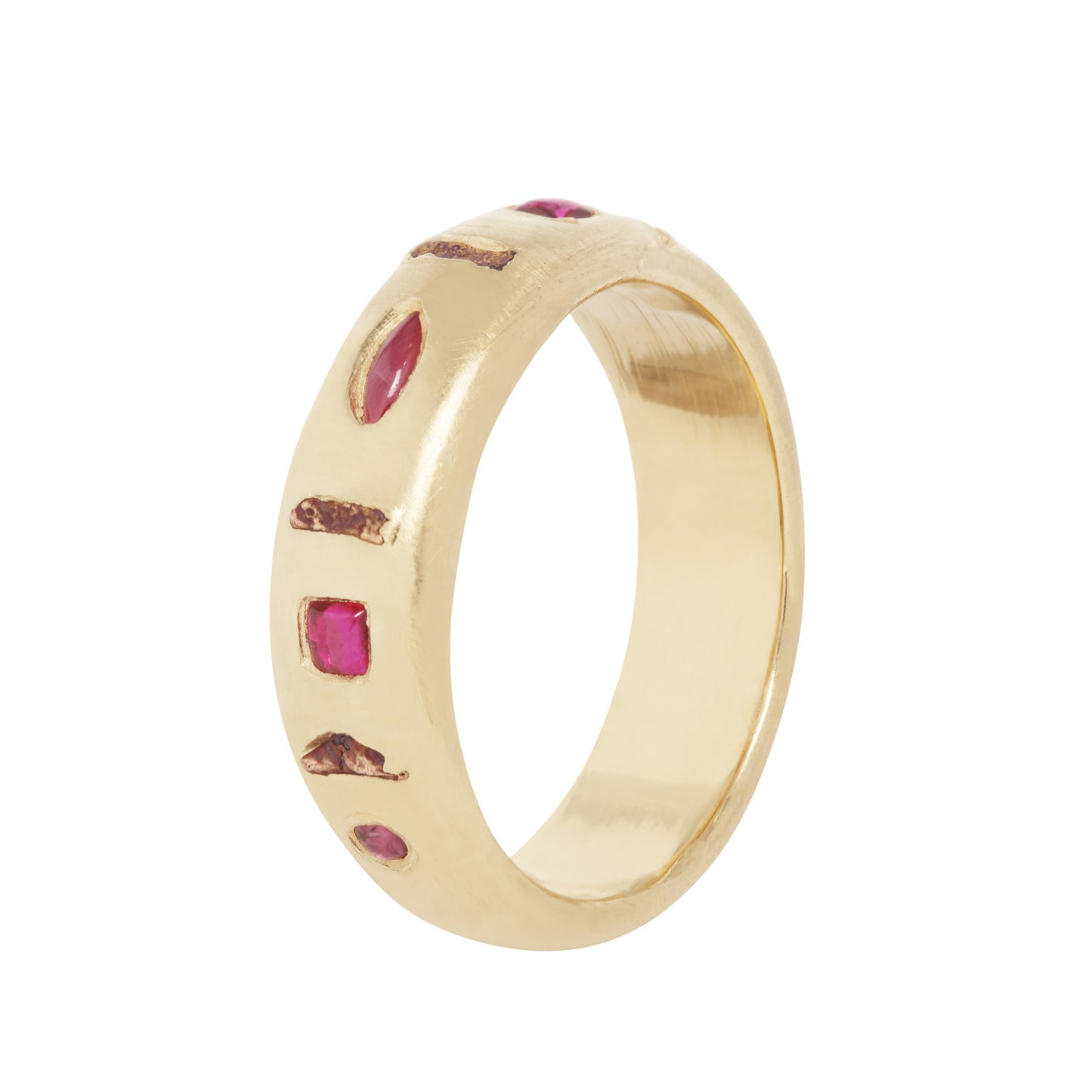 Ruby Agapi Band – 14k Yellow & Rose Gold Wide Ruby Ring