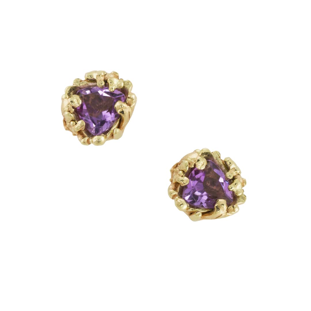 Amethyst Coral Stud Earrings