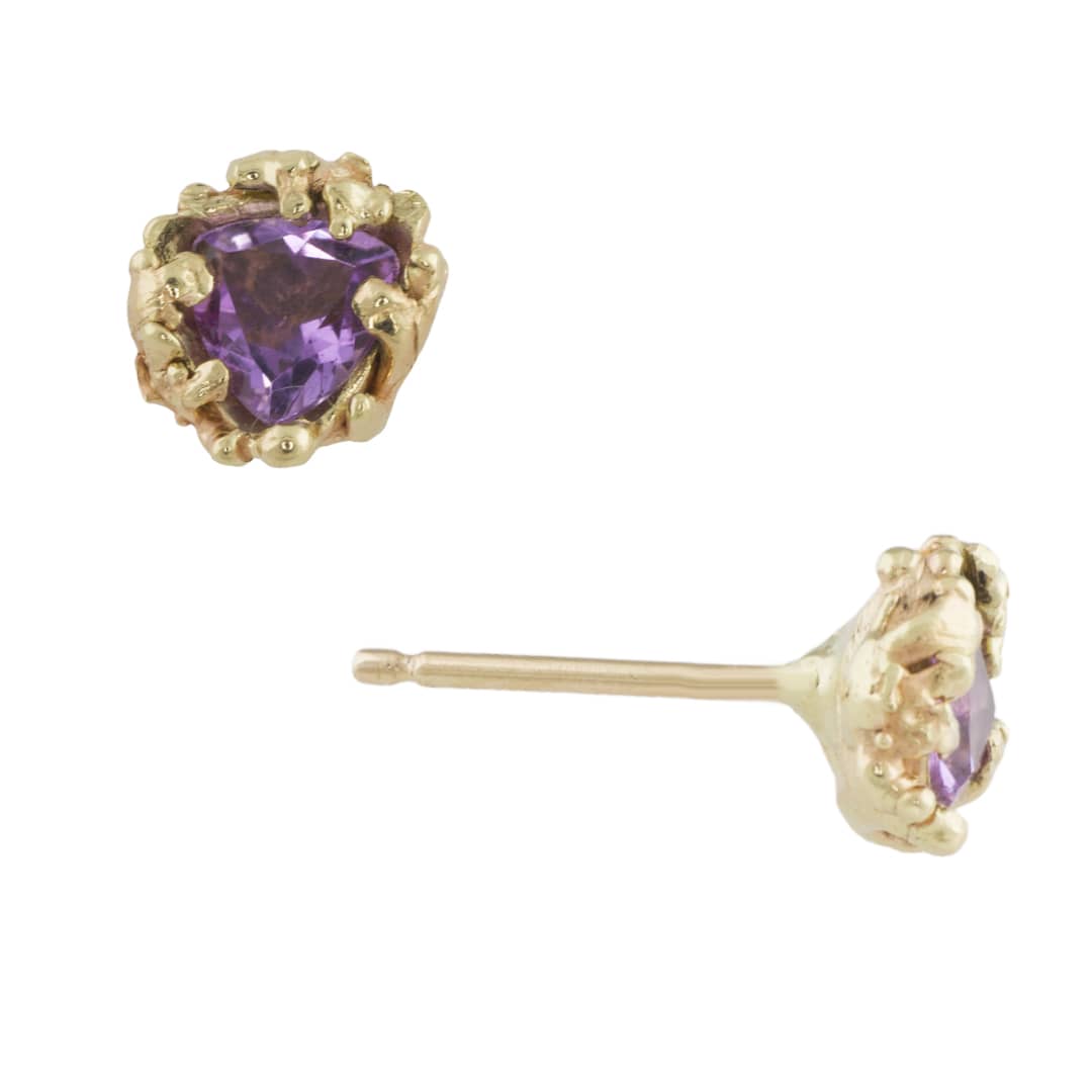 Amethyst Coral Stud Earrings