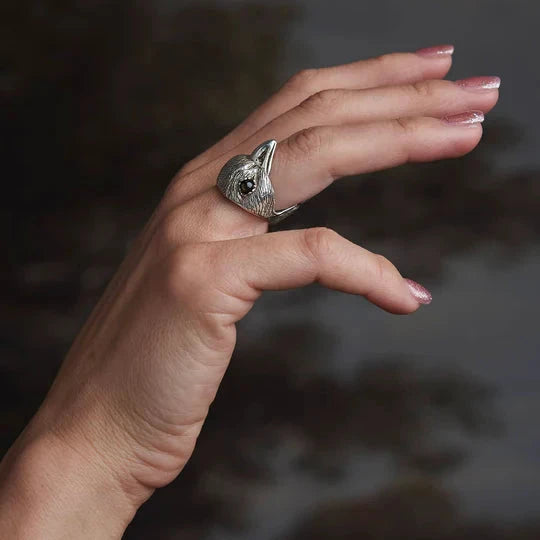 Bird Ring II – Sterling Silver with Star Sapphire Eyes