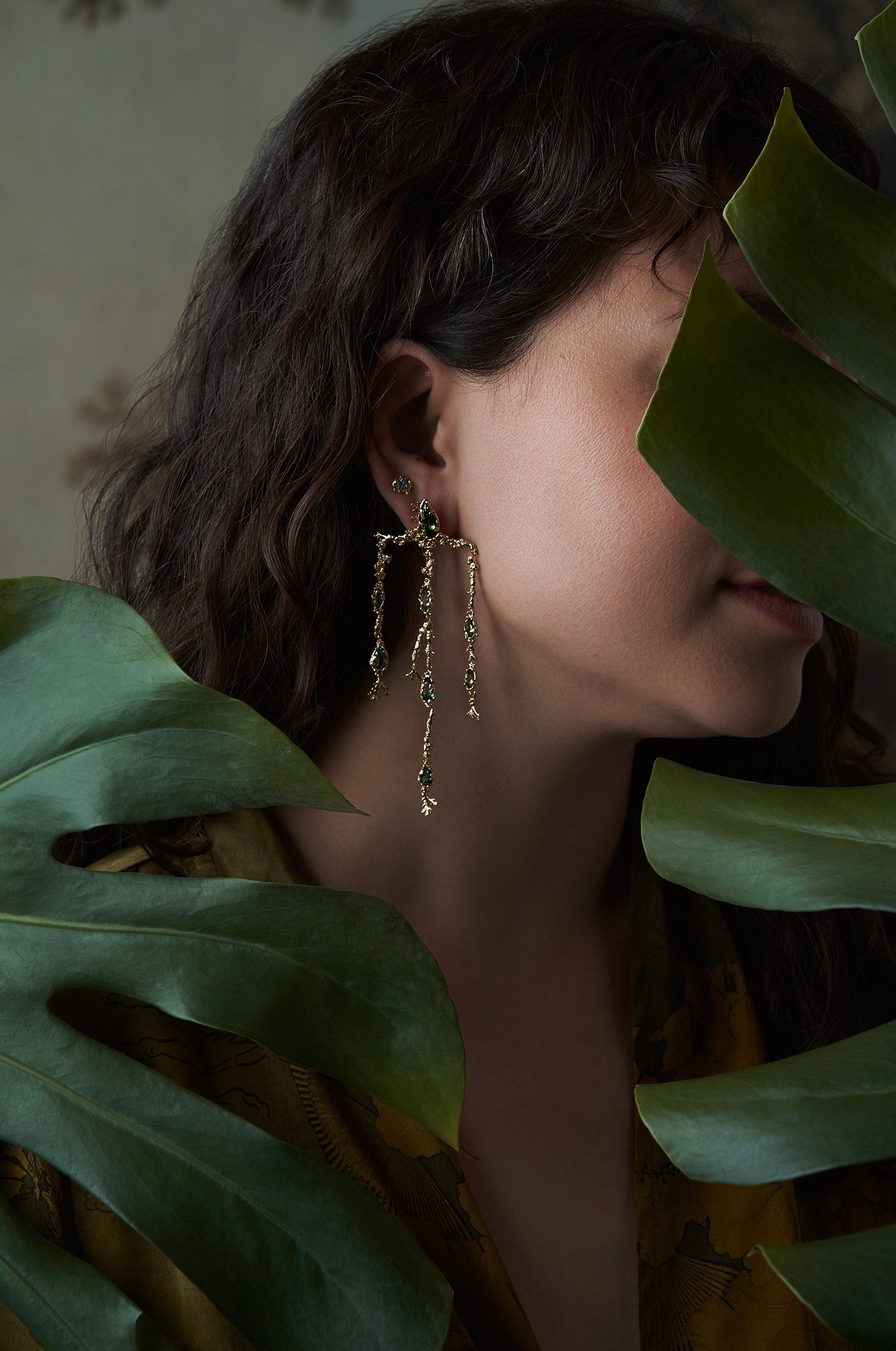 Tourmaline Coral Chandelier Earrings