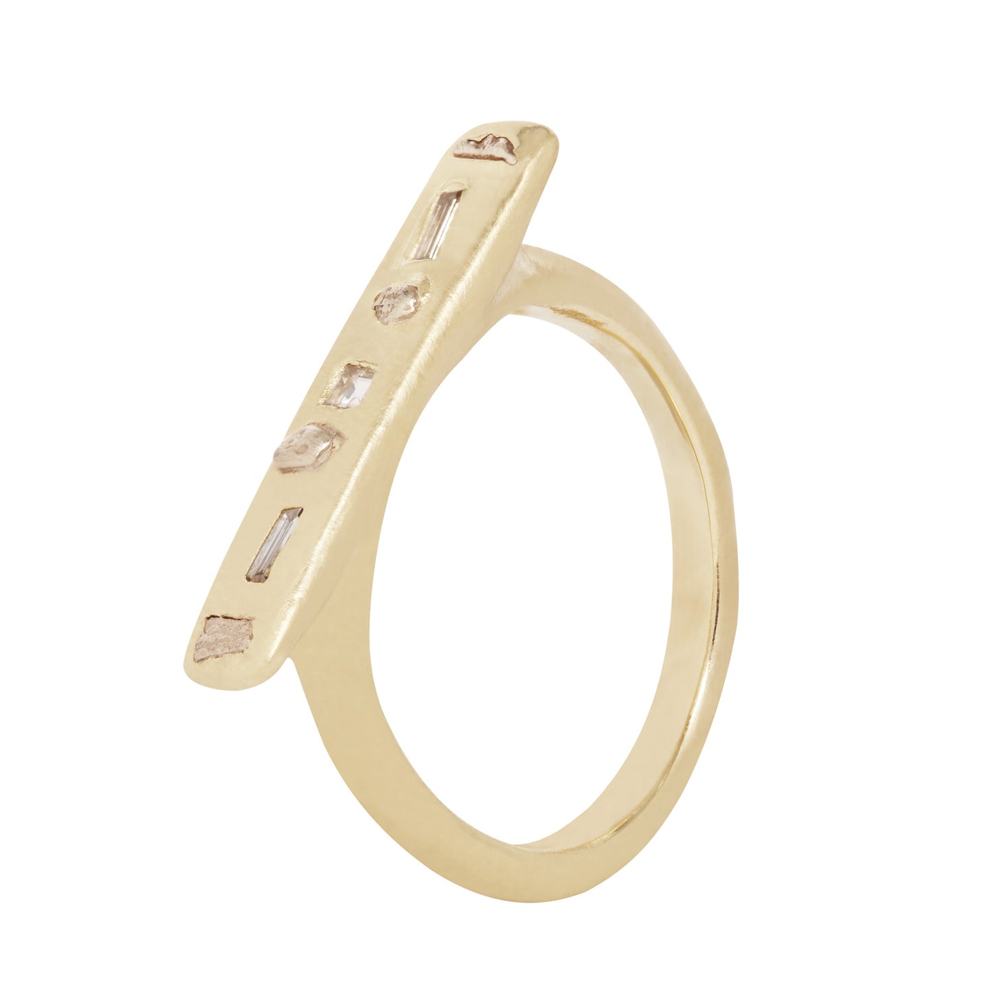 Gonia Ring – 14k Yellow Gold Diamond Bar