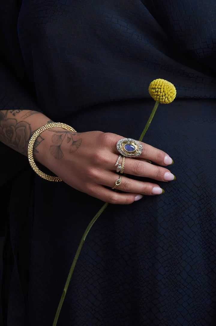 Ichos Snake Ring • 14k Yellow or White Gold • Ruby or Sapphire Eyes