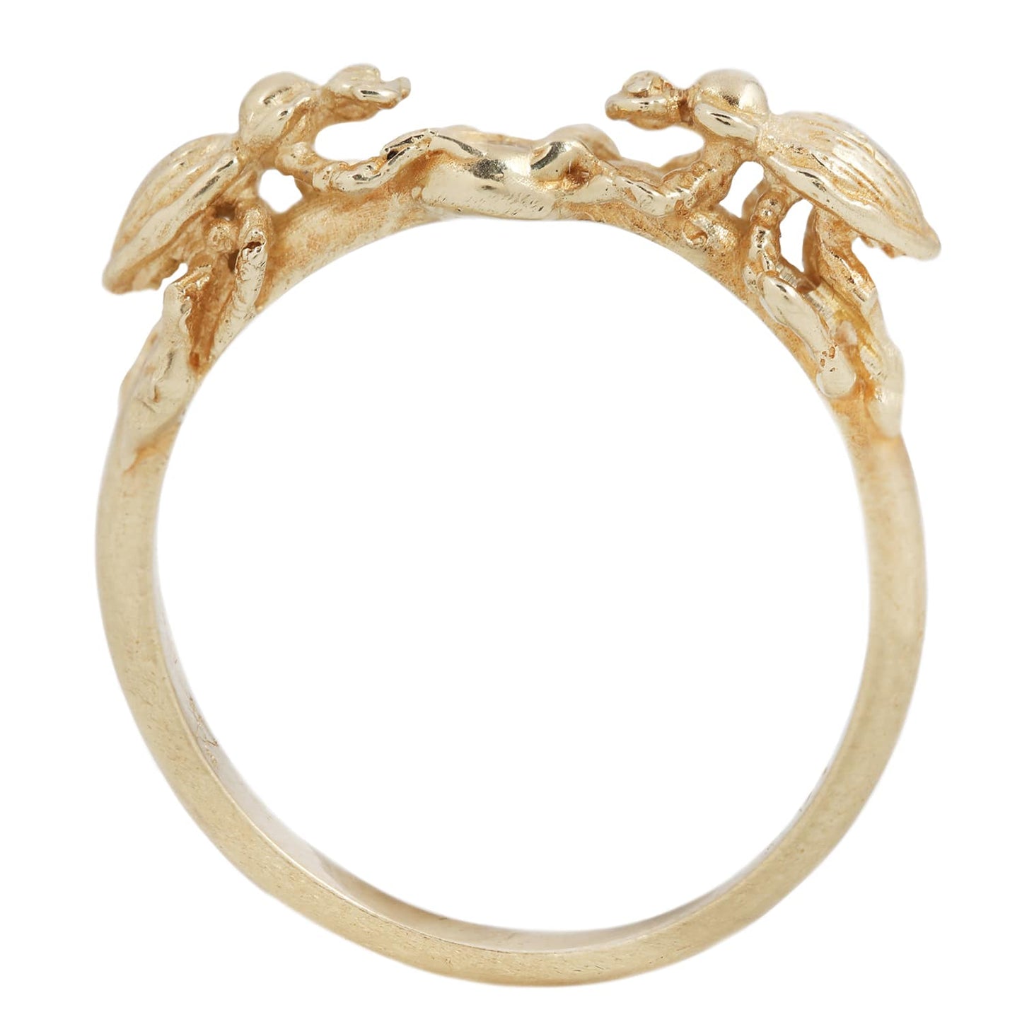 Reaching Beetles Ring • 14k Yellow Gold with Diamonds