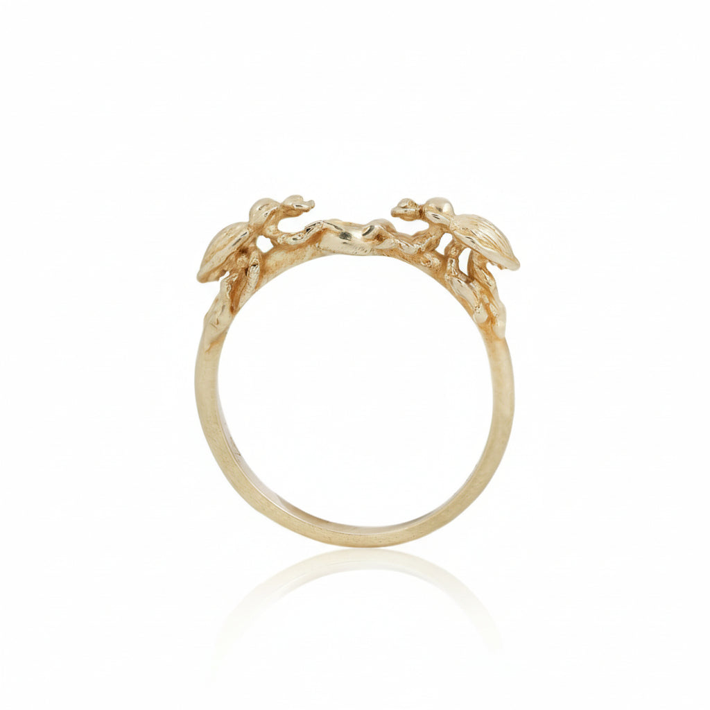 Reaching Beetles Ring • 14k Yellow Gold with Diamonds