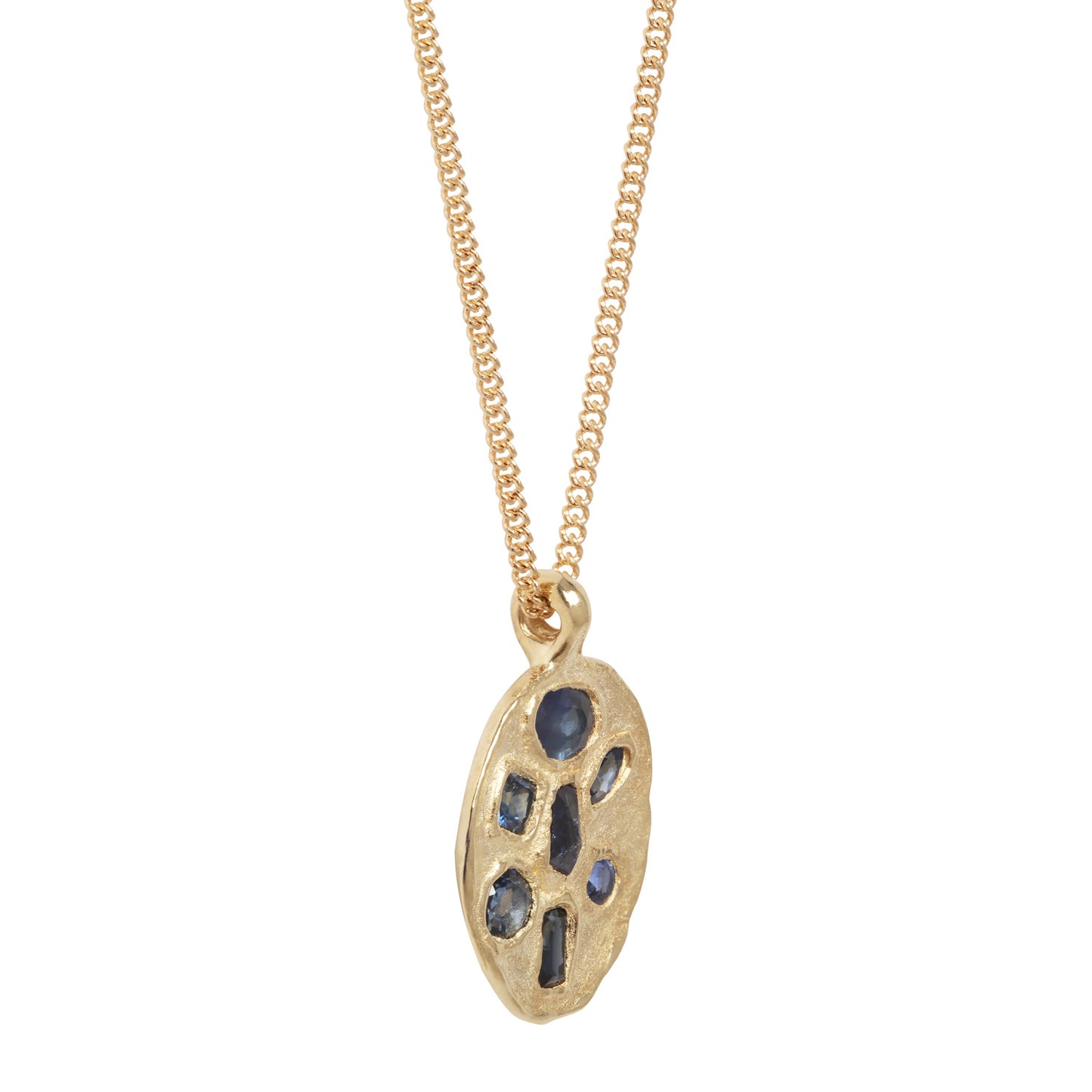 Symplegma Sapphire Pendant – 14k Solid Gold Cluster Necklace