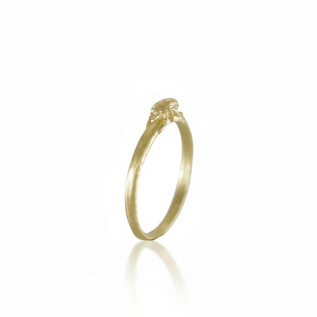 Micro Beetle Stacking Ring – 14k Yellow Gold