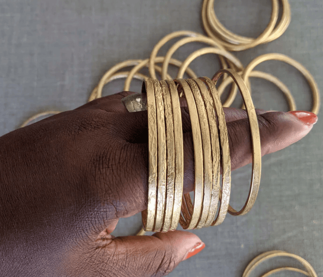 Alice Thin Hand Etched Bangle