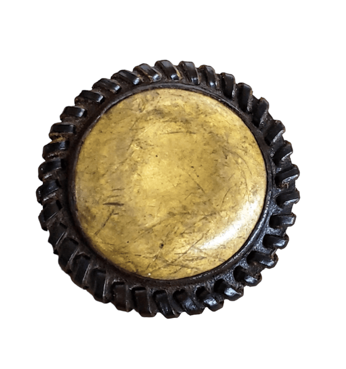 Antique Rosette Ring - Brass and Leather