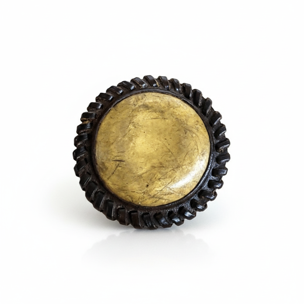 Antique Rosette Ring - Brass and Leather