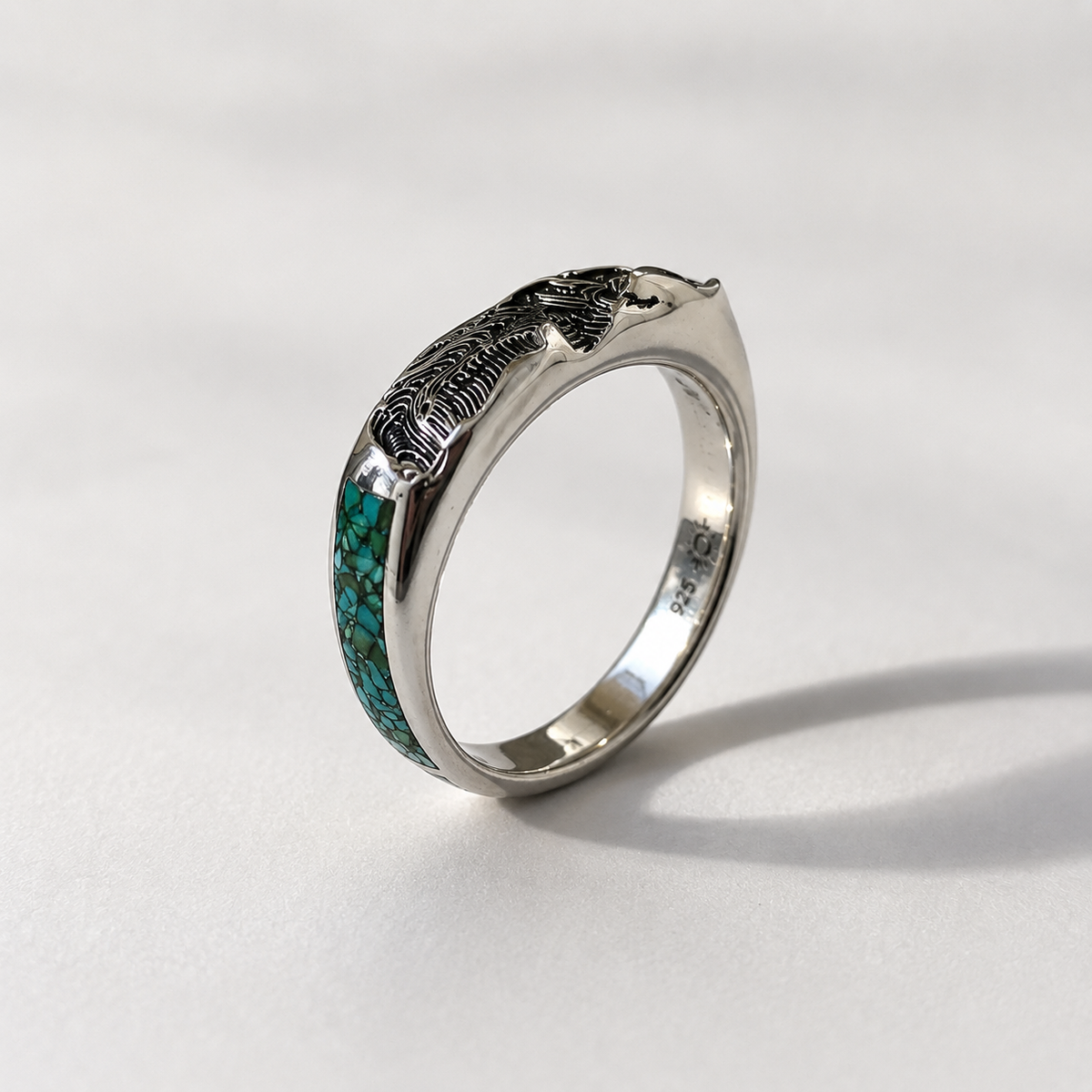 Taos Ski Valley Inlay Band – Sterling Silver & Turquoise