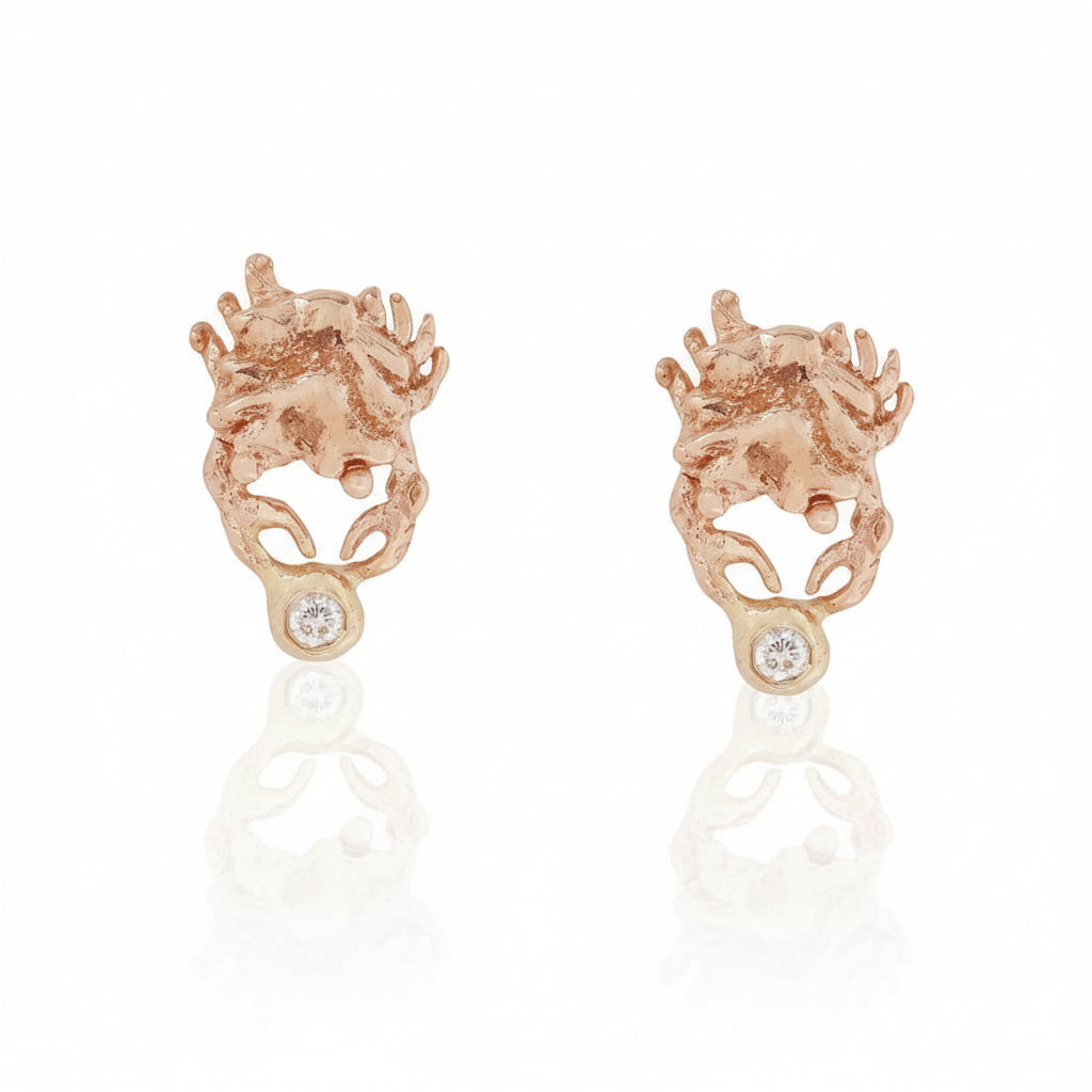 Crab Studs - 14k Yellow & Rose Gold
