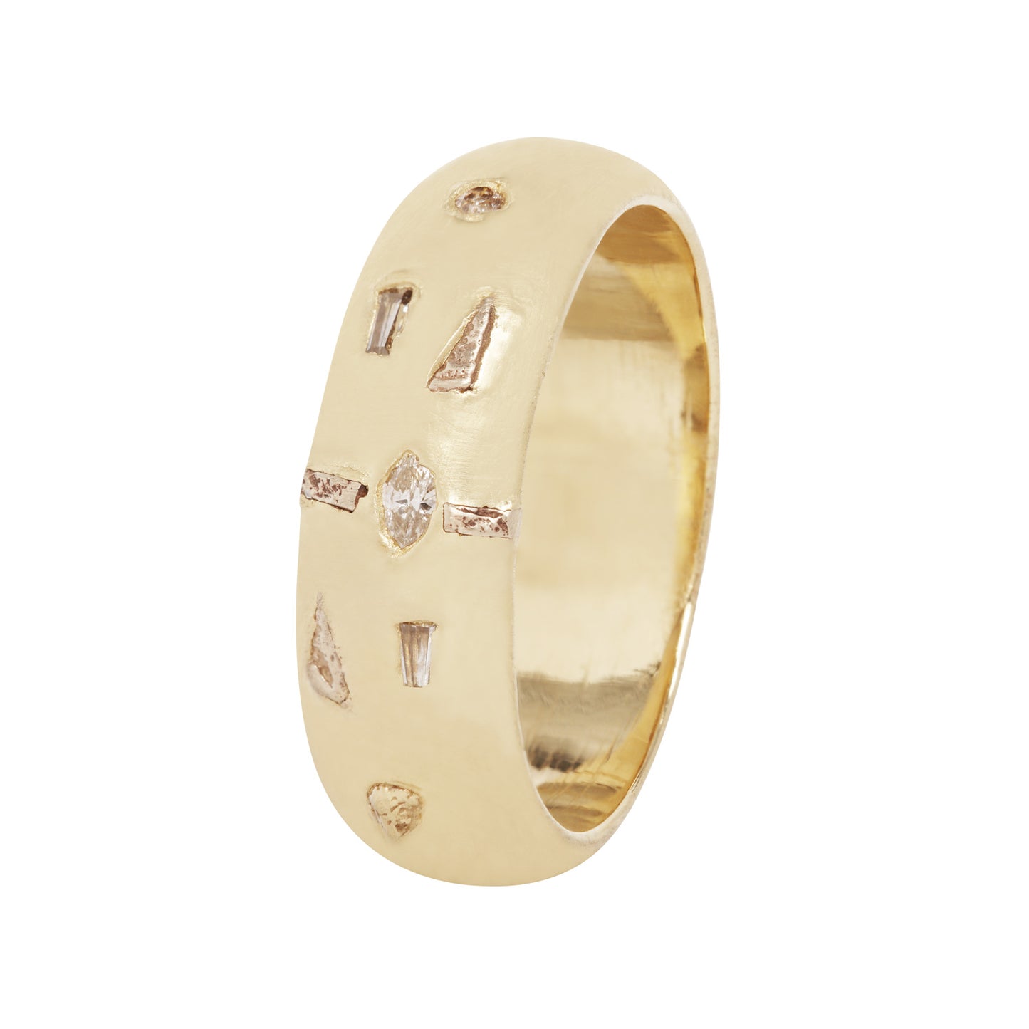 Diamond Agapi Ring – 14k Yellow Gold Wide Band