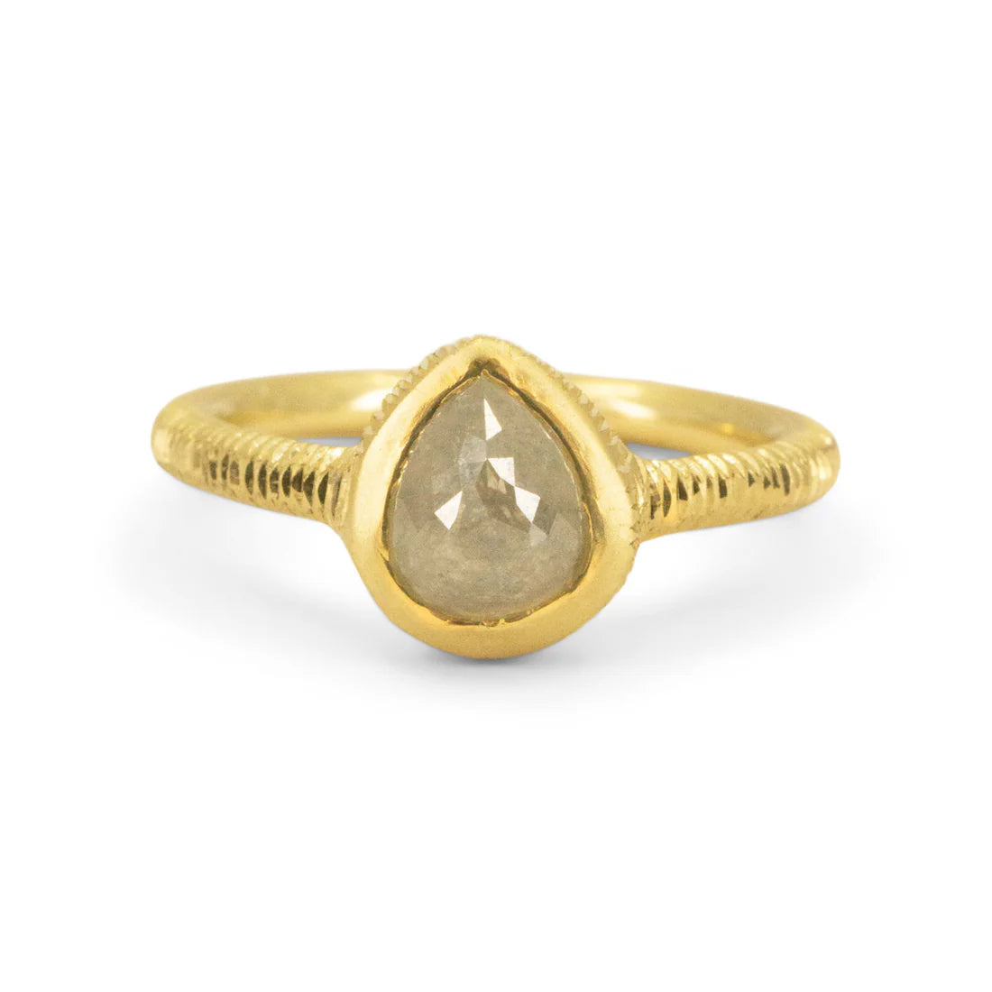 Engraved Grey Diamond Solitaire Ring