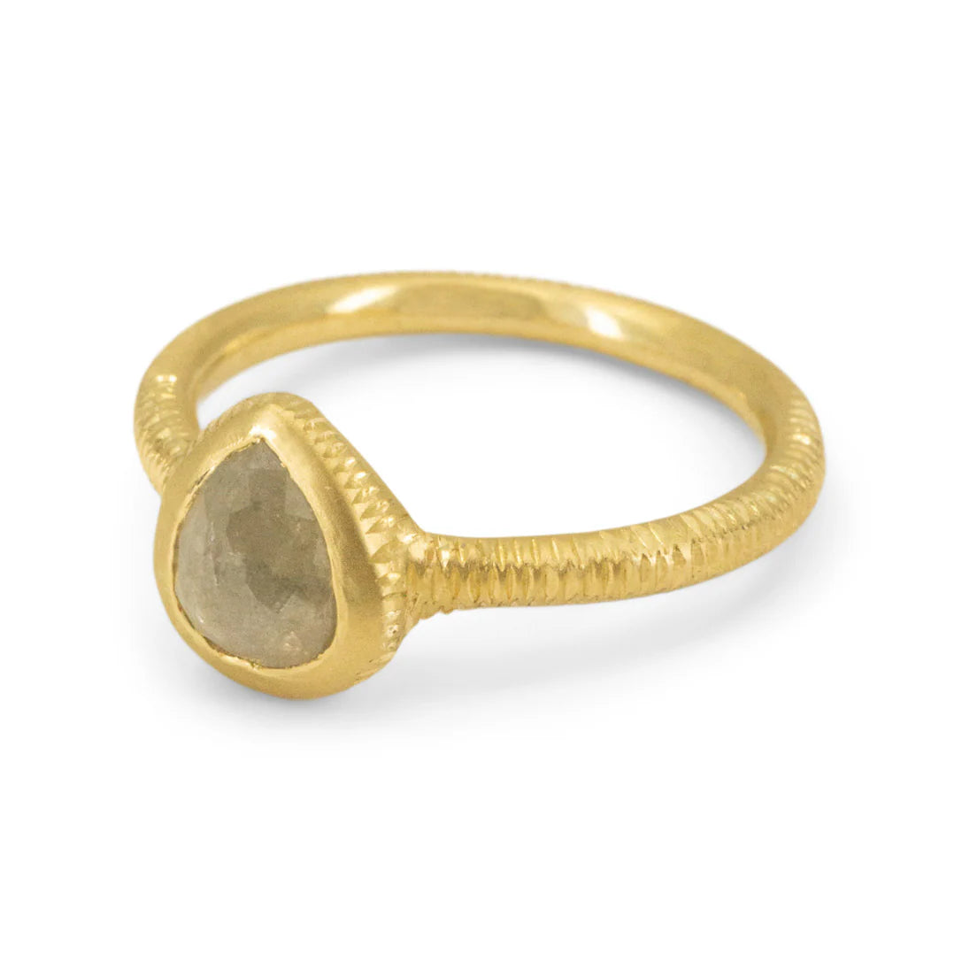 Engraved Grey Diamond Solitaire Ring