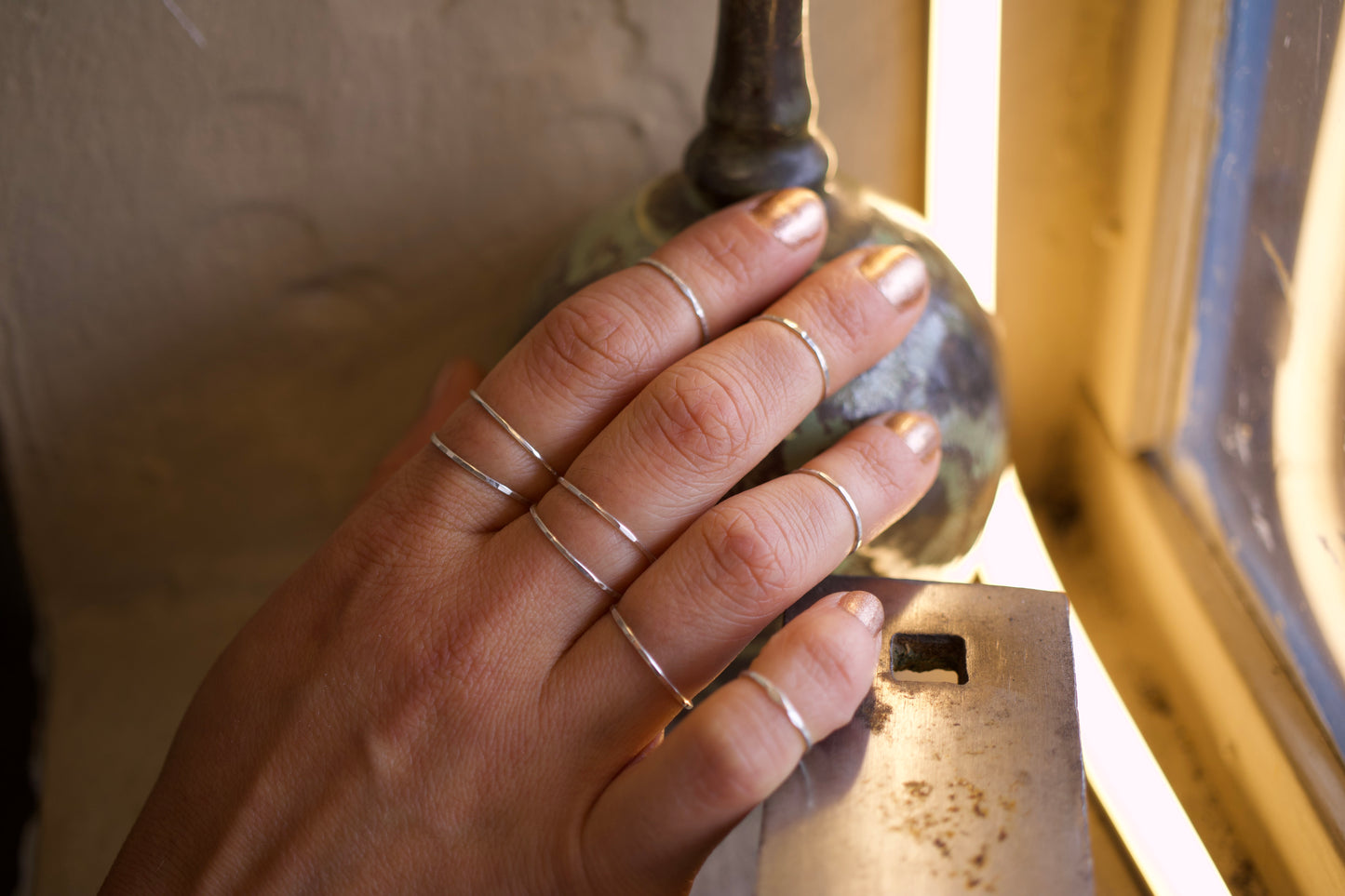 Hammered Stacking Ring - Sterling Silver
