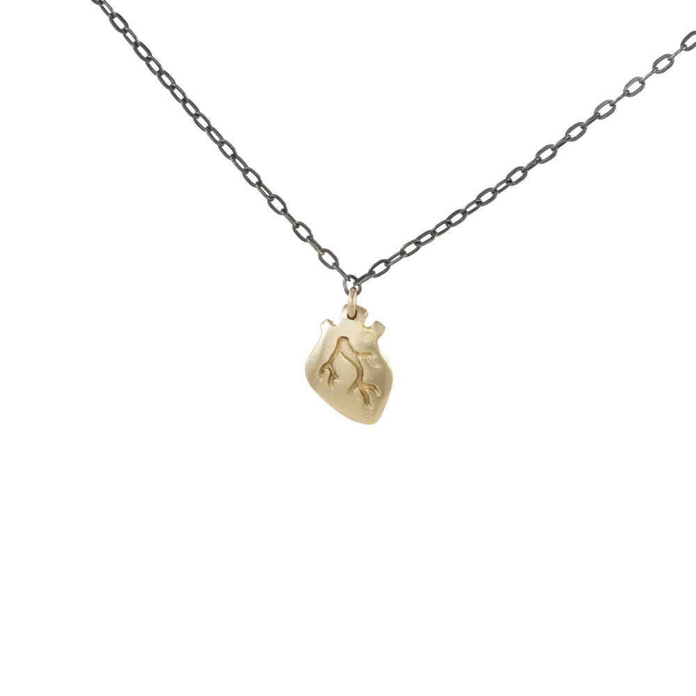 Tiny Heart Necklace - 14k Gold and Sterling Silver
