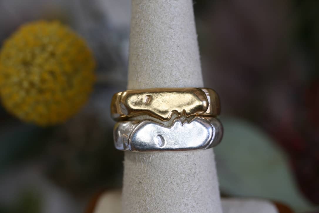 Kiss Signets – Sterling Silver & 14k Gold Vermeil Pair