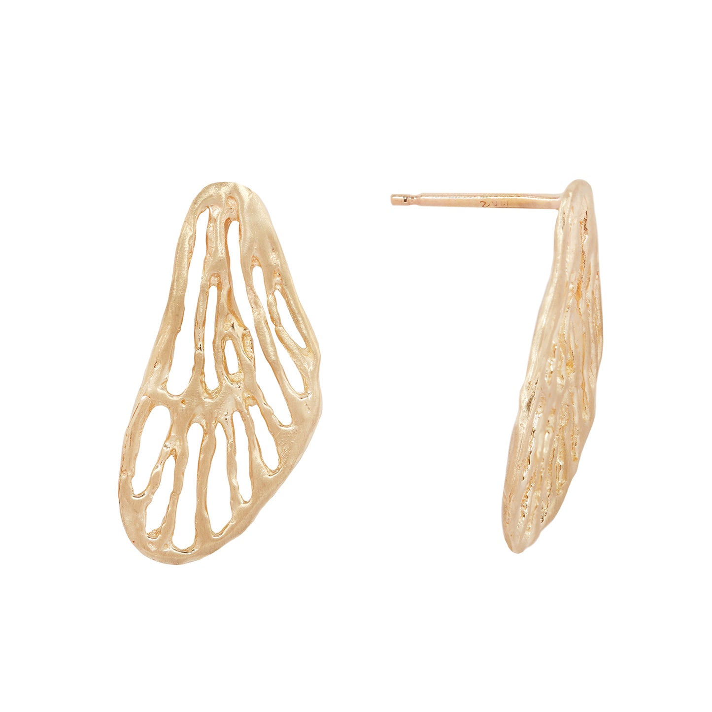 Small Cicada Wing Earrings -14k Yellow Gold