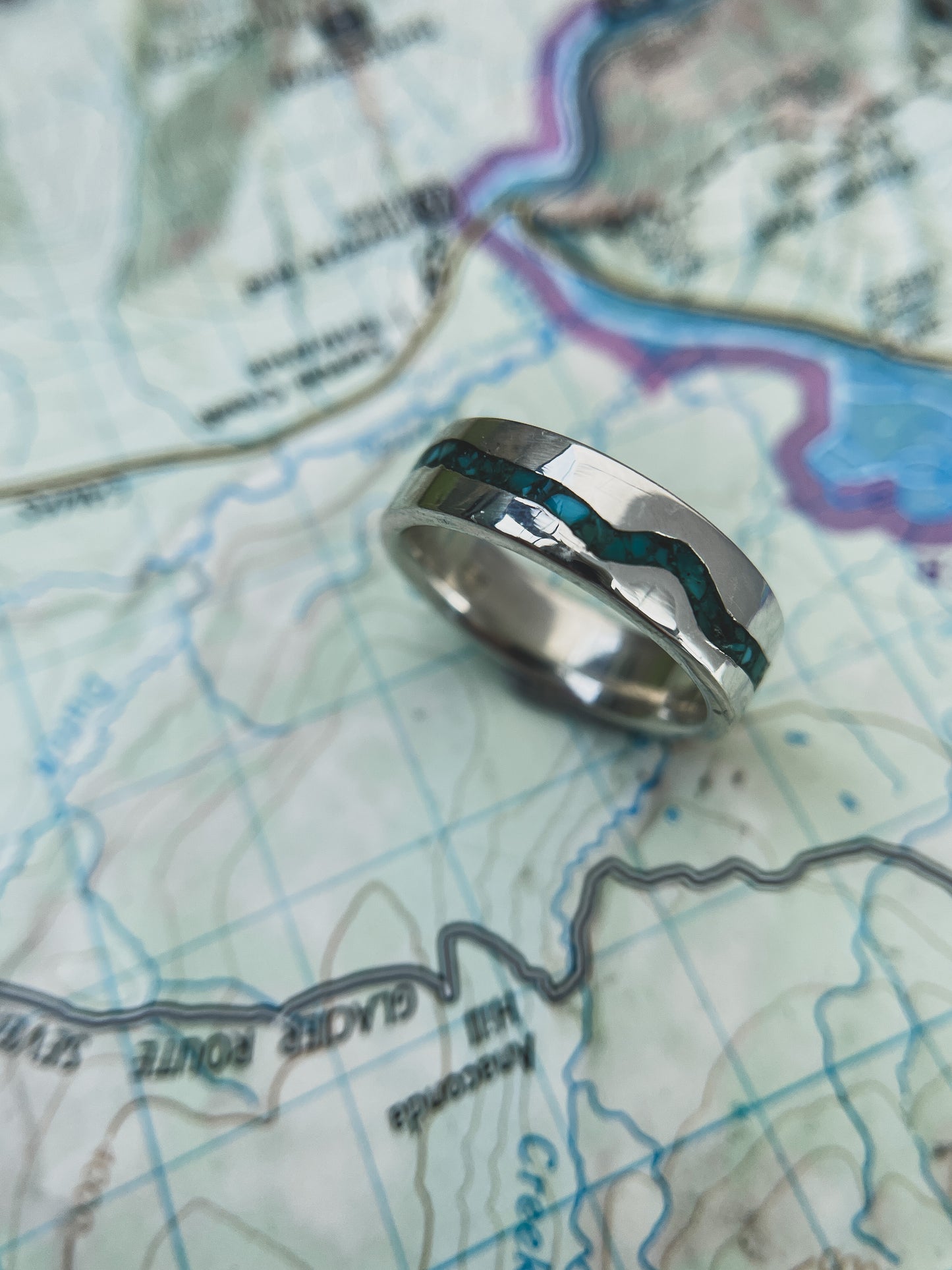 Rio Grande Inlay Band - Sterling Silver with Crushed Turquoise