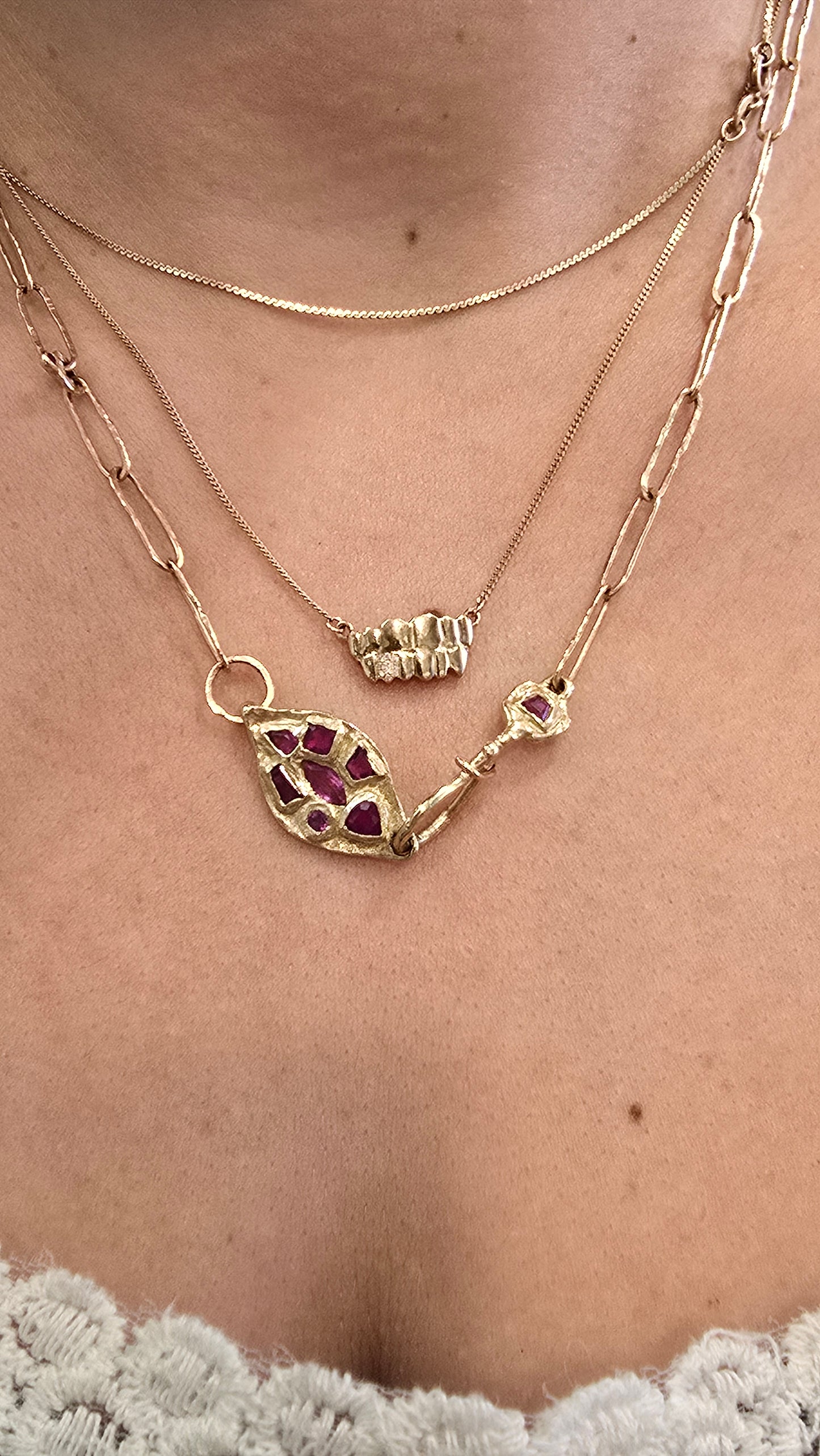 Pavé Tiny Teeth Necklace - 14k Gold Diamond Necklace