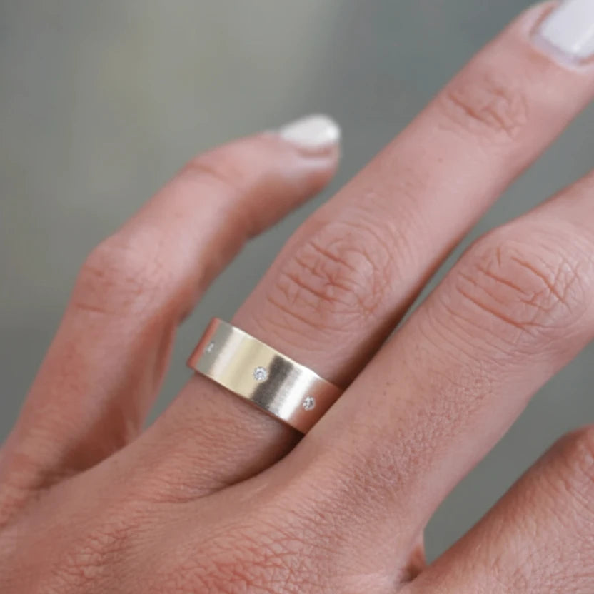 Rowe Diamond Cigar Band Ring - 14k Gold