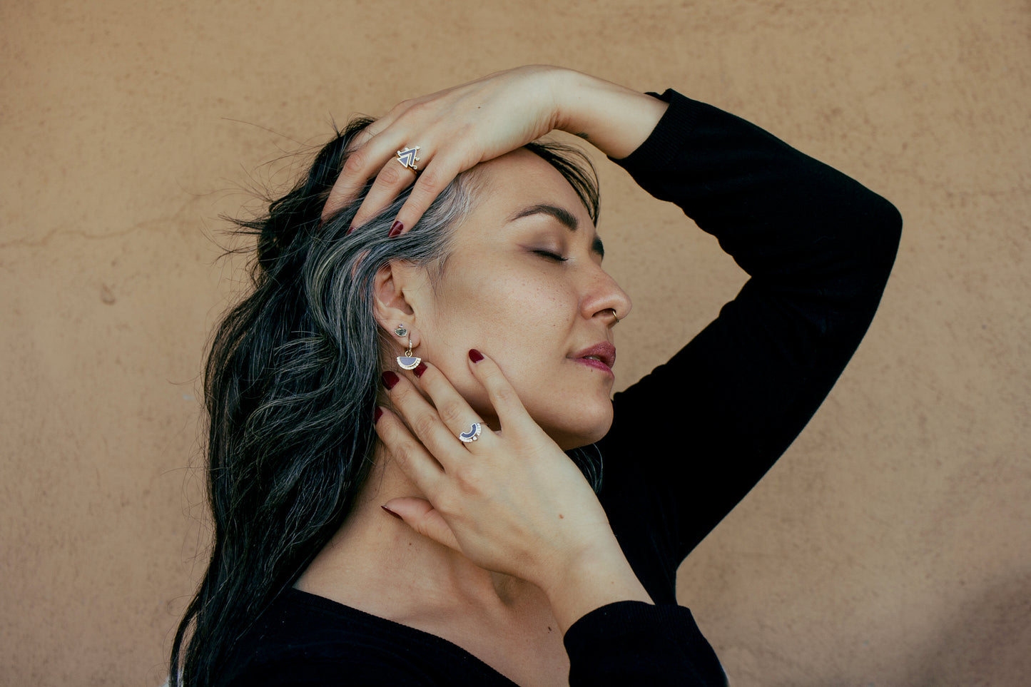 Selene Earrings – 14k Gold Burrow Creek Jasper & Diamond Hoops