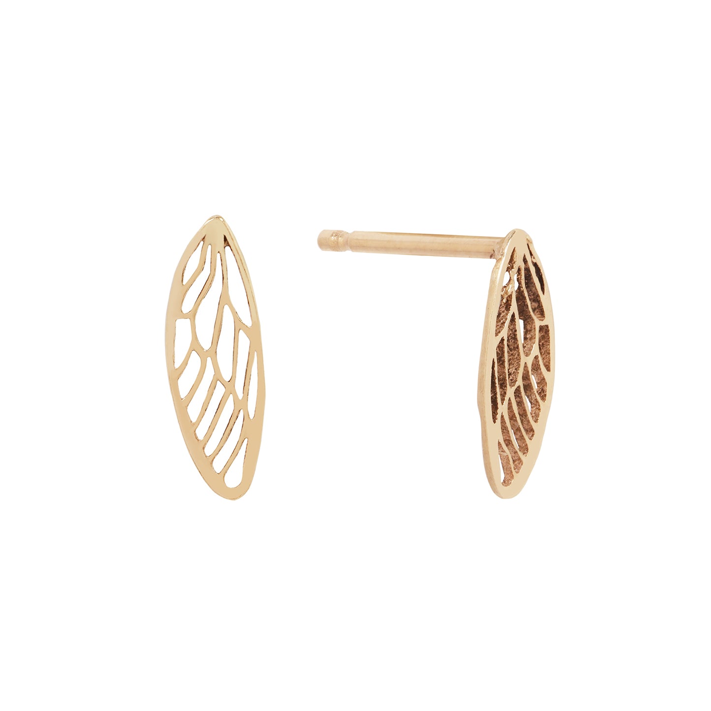 The Smallest Cicada Wing Earrings -14k Yellow Gold
