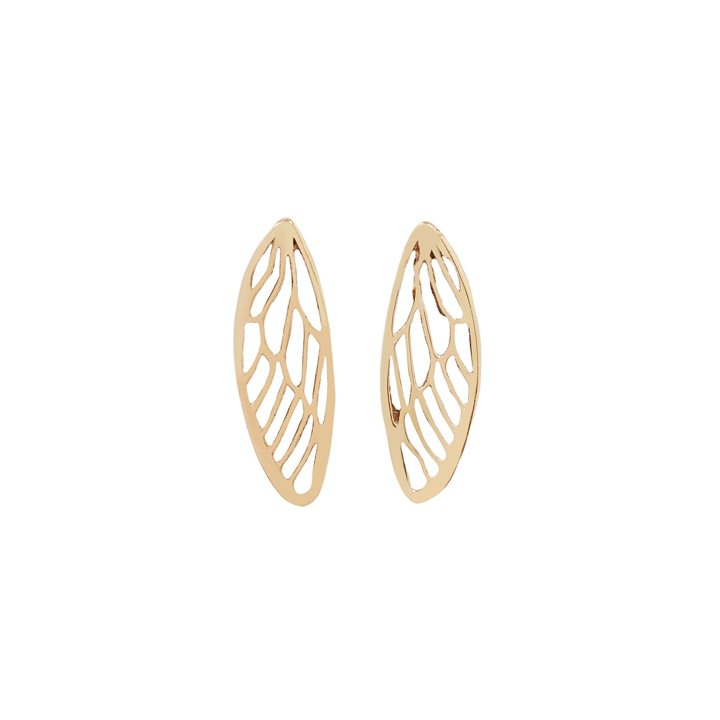 The Smallest Cicada Wing Earrings -14k Yellow Gold