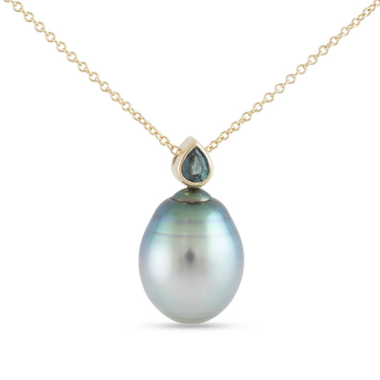 Tahitian Pearl Drop Sliding Necklace- Gold