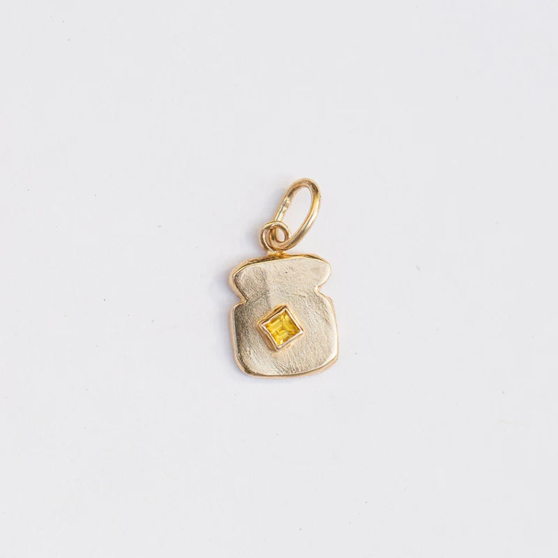 Toast Charm - 14k Gold & Sapphire