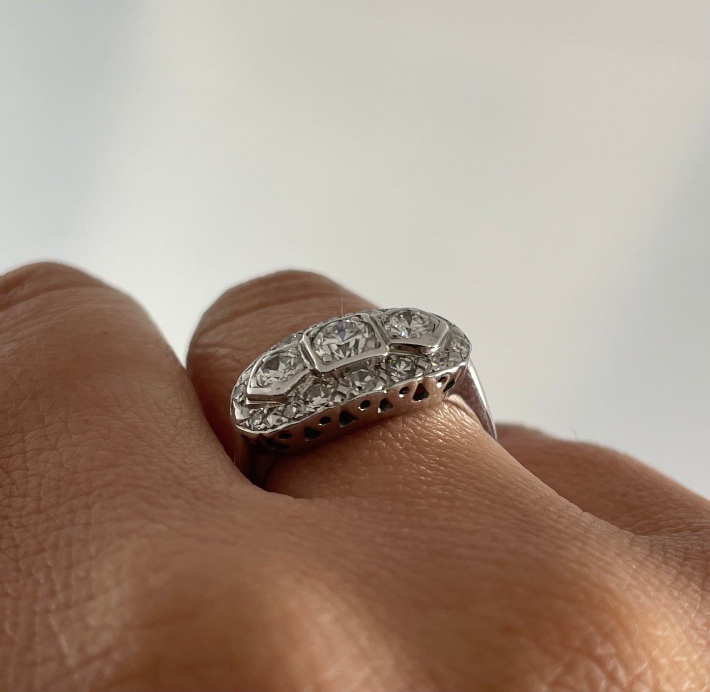 Vintage Diamond Ring • 14k White Gold • Estate Fine Jewelry