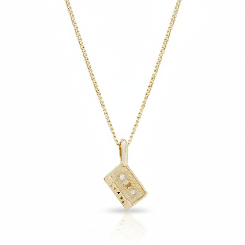 Mini Mixtape Necklace - 14k Yellow Gold with Diamonds