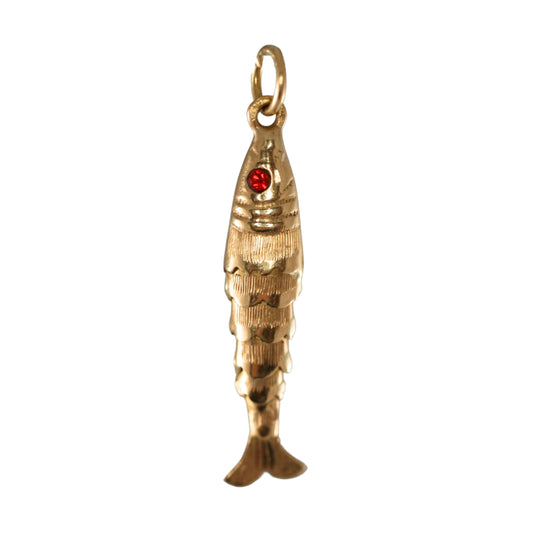 Small 22k Gold Fish with Ruby Eyes Charm