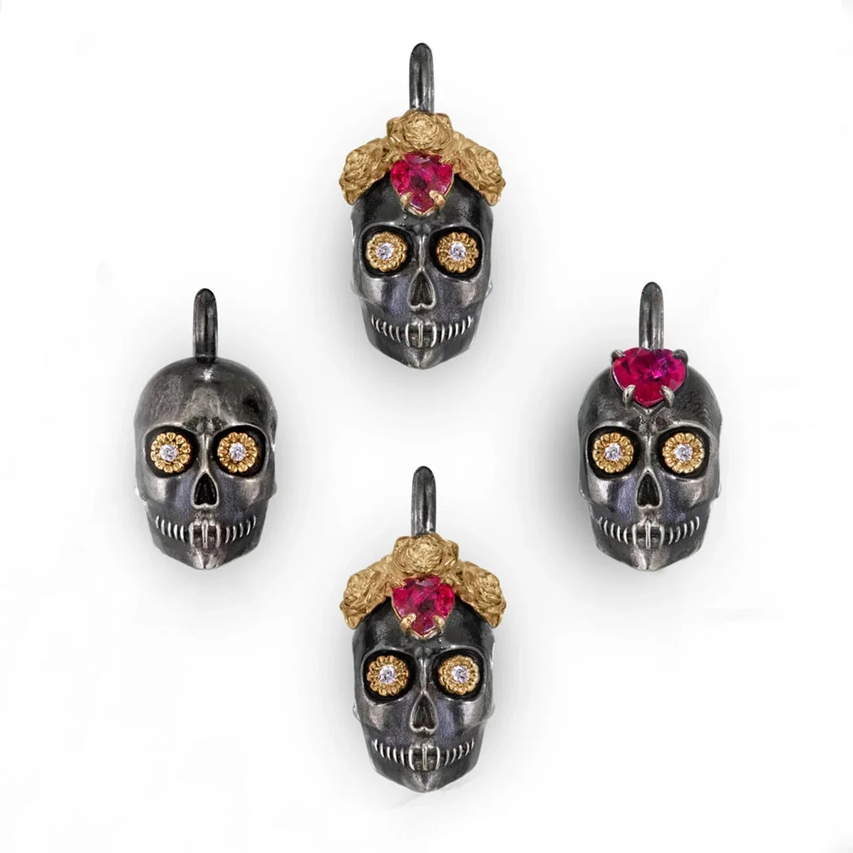 La Flora Ruby & Diamond Skull Pendant