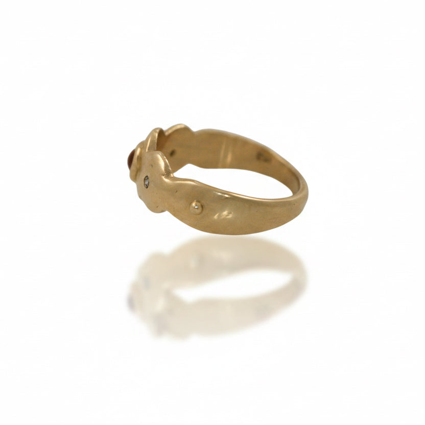 Citrine & Champagne Diamond Scallop Ring - 14k Gold