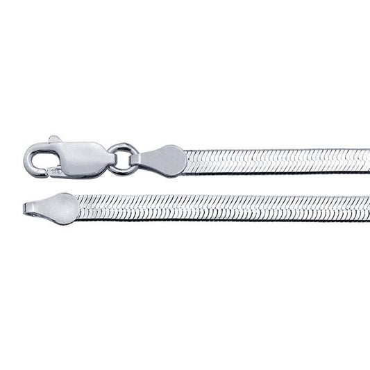 Herringbone Chain Necklace - Sterling Silver Flat Chain